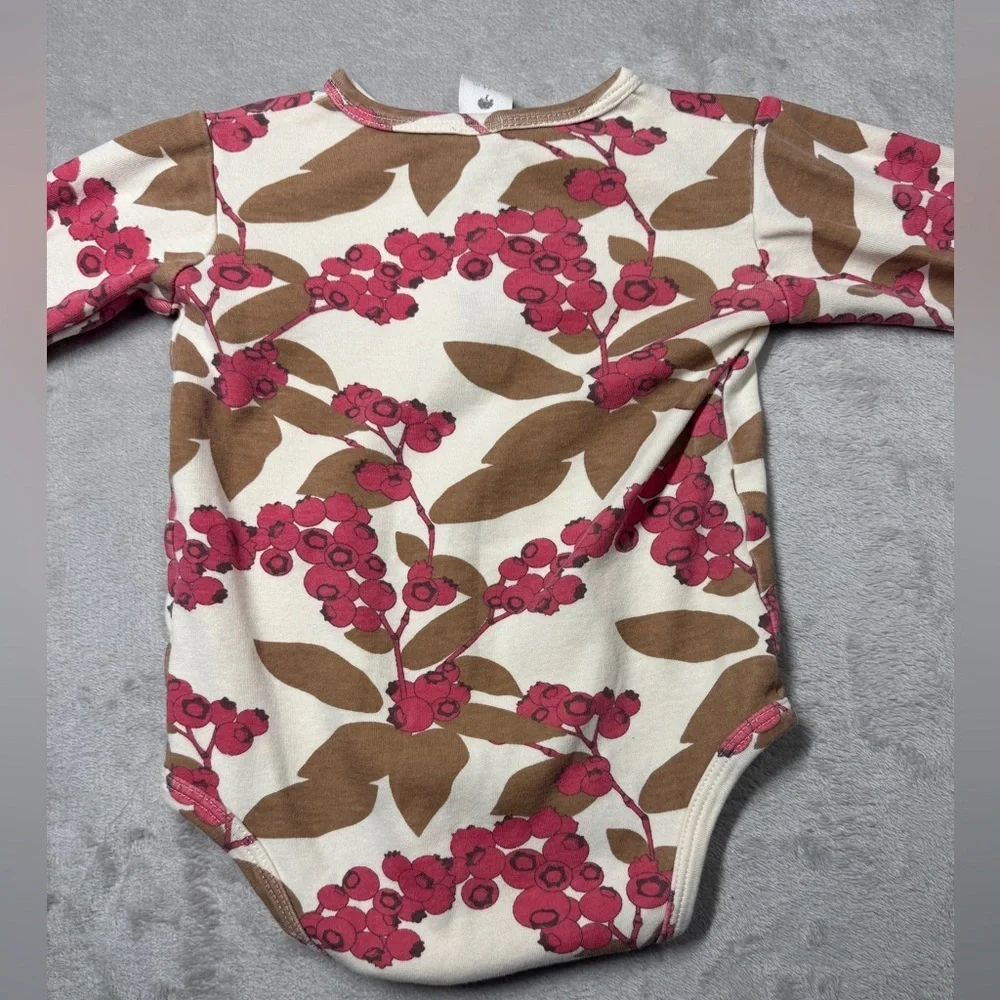 Kate Quinn Cranberry Print 100% Organic Cotton Long Sleeve Bodysuit 18-24 M